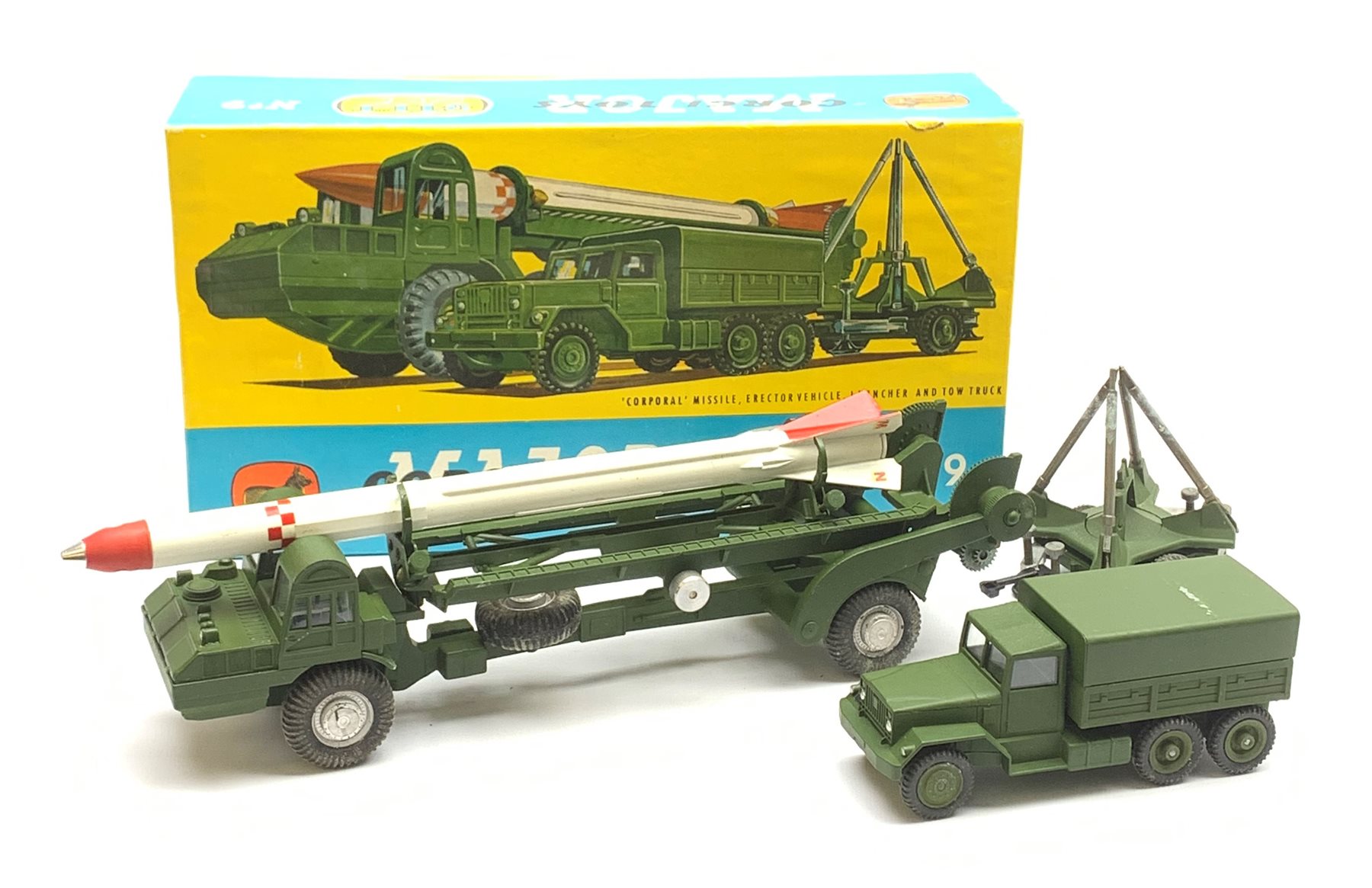 Corgi - Major Gift Set No.9, 'Corporal' Missile, Erector Vehicle, Launcher and Tow Truck, boxed with internal packaging and paperwork, near mint condition with some paint loss to roof of tow truck