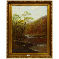 William Mellor (British 1851-1931): On the Wharfe Bolton Woods Yorkshire, oil on canvas signed 60cm x 45cm