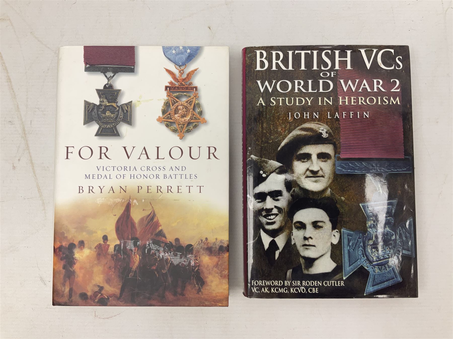 Nine reference books of Victoria Cross interest including four 'VCs of the First World War' series; Martin Ashcroft: Victoria Cross Heroes; John Laffin: British VCs of World War Two; Bryan Perrett: For Valour; Ann Clayton: Martin Leake Double VC; and John Percival: For Valour (9)