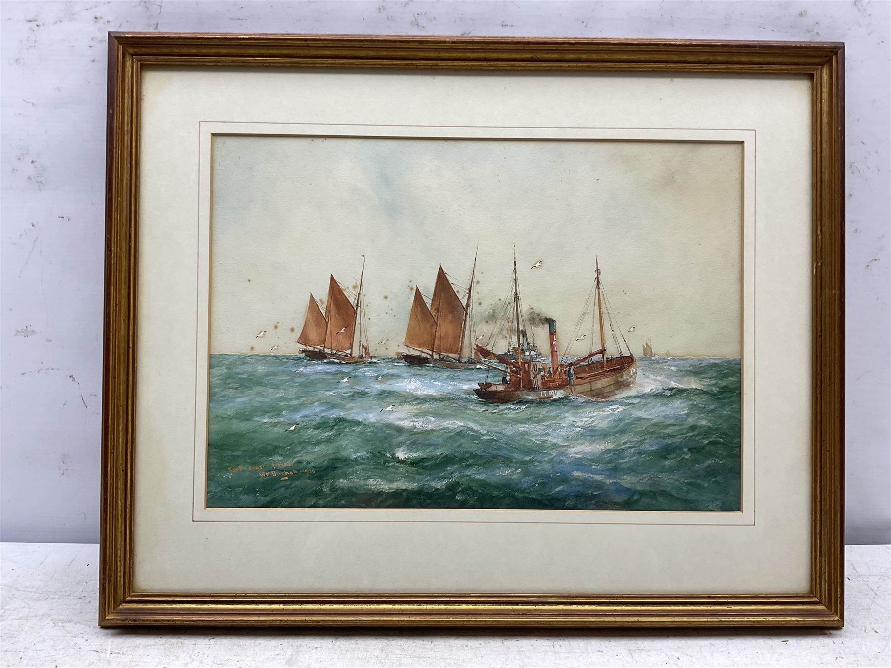 William Minshall Birchall (American 1884-1941): 'East Coast Fishers', watercolour heightened in white signed titled and dated 1925, 25cm x 36cm