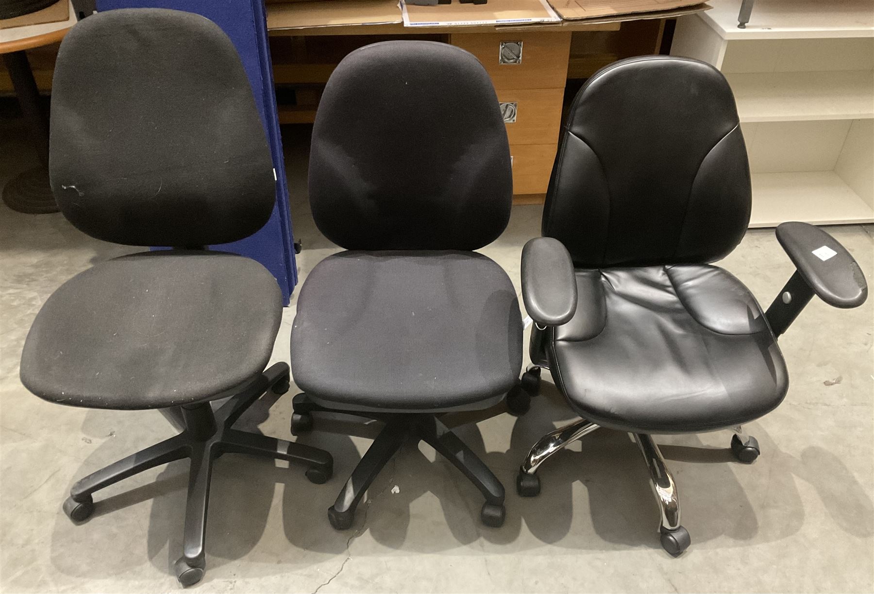 Set of three office chairs THIS LOT IS TO BE COLLECTED BY APPOINTMENT