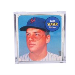 Signed Tom Seaver Rawlings baseball with HOF '92 inscription, contained within an acrylic display box, with JSA certificate of authenticity
