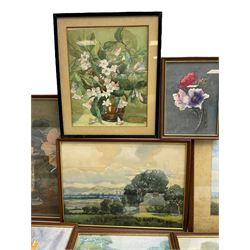Olive Higginbottom (Yorkshire Early/Mid-20th century): Landscapes and Still Life, studio collection of watercolours, some signed and dated max 28cm x 38cm, in one box (22)