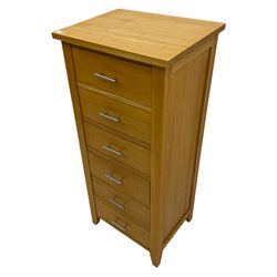 Light oak six drawer pedestal chest