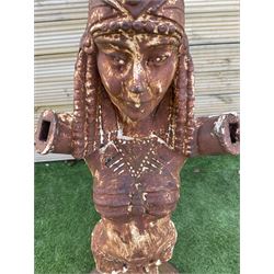 Early 20th century cast iron figure of a lady, on stepped circular base - THIS LOT IS TO BE COLLECTED BY APPOINTMENT FROM DUGGLEBY STORAGE, GREAT HILL, EASTFIELD, SCARBOROUGH, YO11 3TX