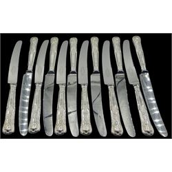 Twelve modern silver handled Kings pattern table knives, hallmarked Sheffield 1971 and 1972, maker FB, approximate gross weight 23.79 ozt (740 grams)