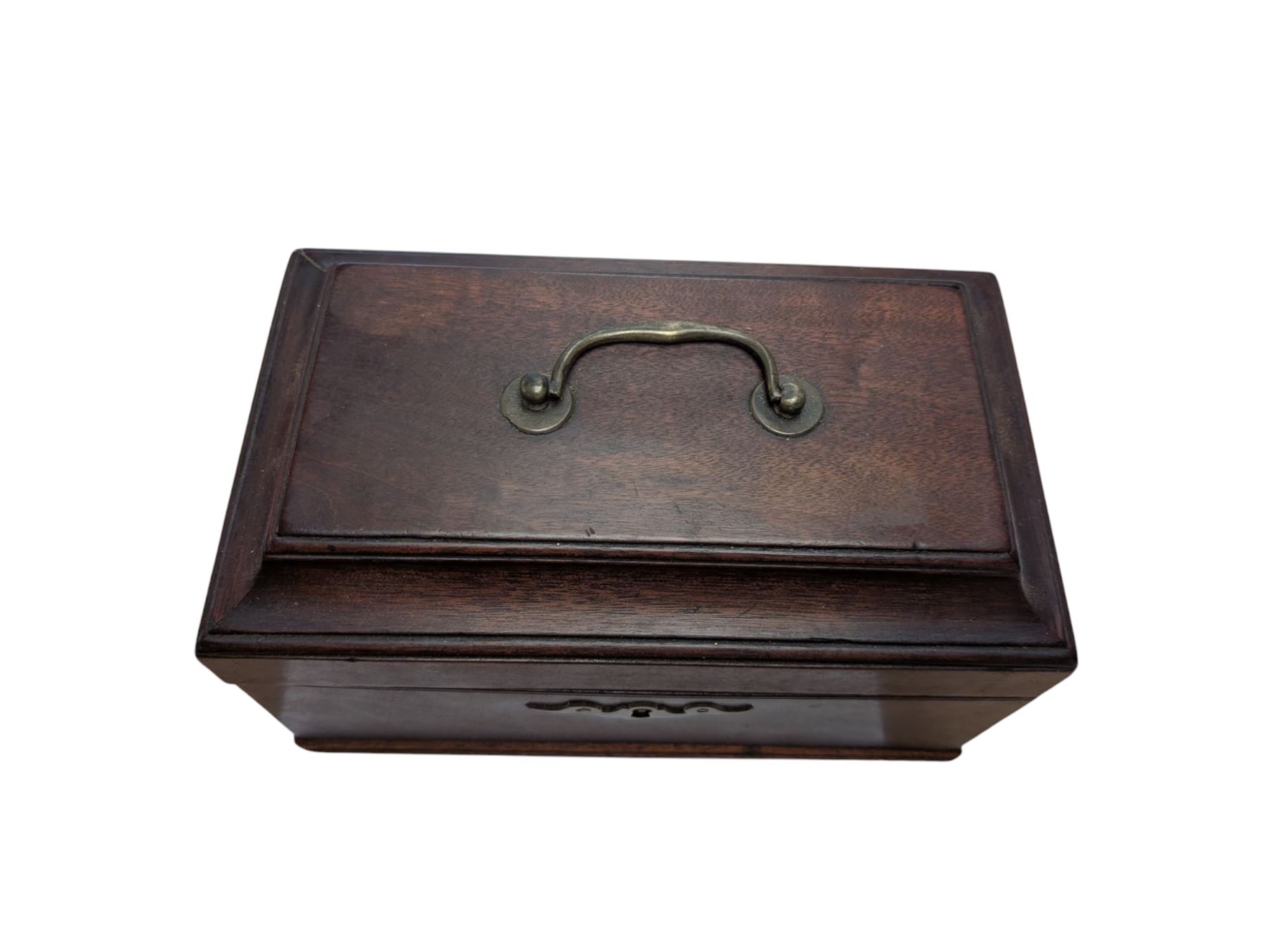 19th century mahogany tea caddy, H14cm