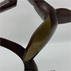 John Huggins FRBS (British 1938): 'Girl with Hoop', bronze sculpture upon black lacquered wooden base, H33cm, artist resale rights apply