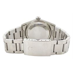 Rolex Oyster Perpetual DateJust gentleman's automatic wristwatch, circa 1970, Ref. 1600, serial No. 2565534, silvered dial with baton hour markers and date aperture, on Rolex Oyster stainless steel bracelet, with fold-over clasp, boxed with papers