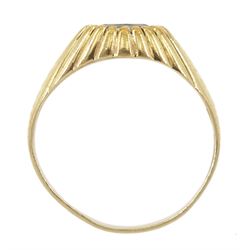 9ct gold single stone oval aquamarine ring, hallmarked