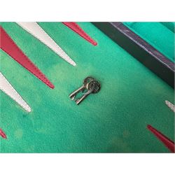 Bagatelle board and Harrods backgammon set in case