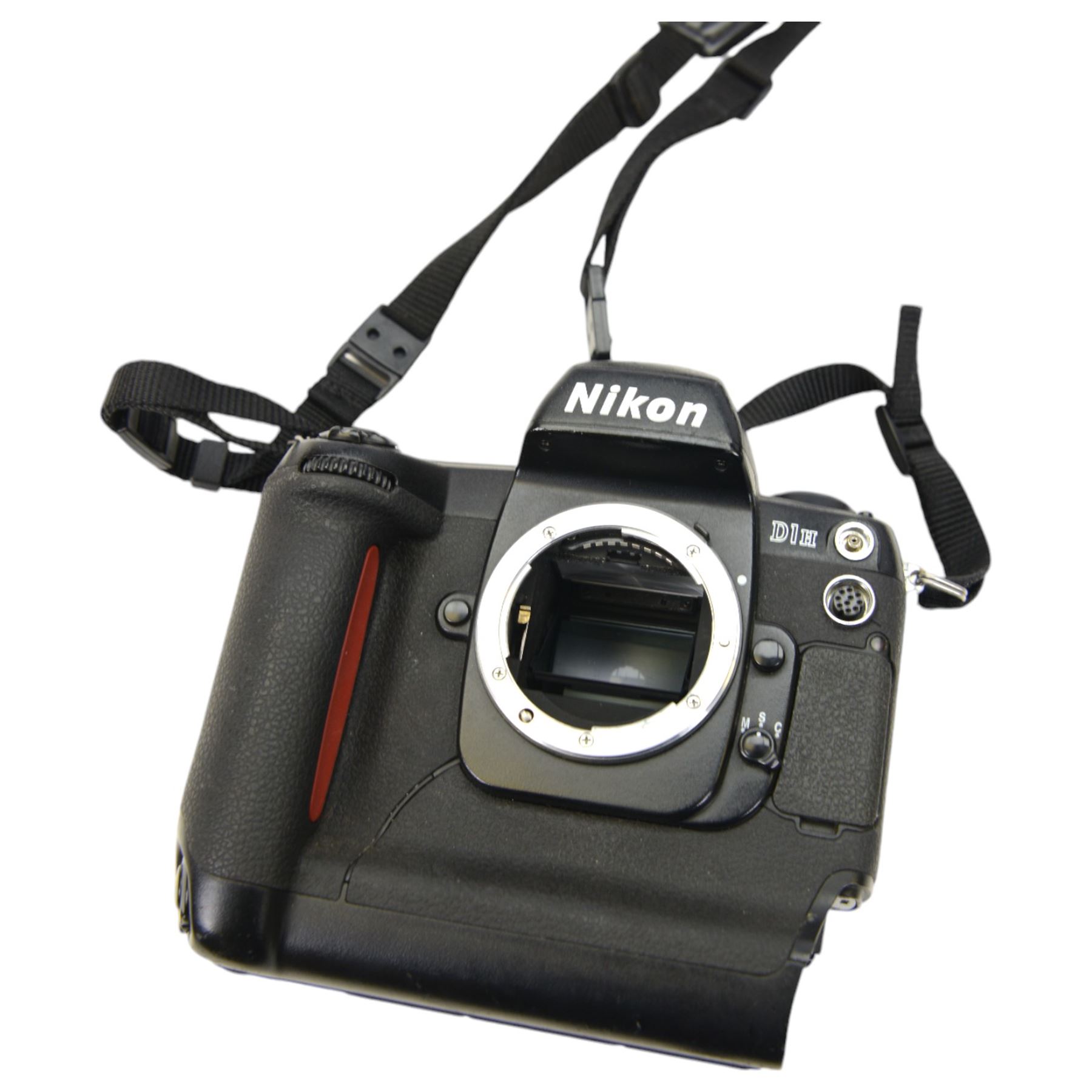 Nikon D1H digital SLR camera body serial no. 5207443, together with a Nikon D5100 digital camera body serial no. 6102034, with some associated battery packs and accessories