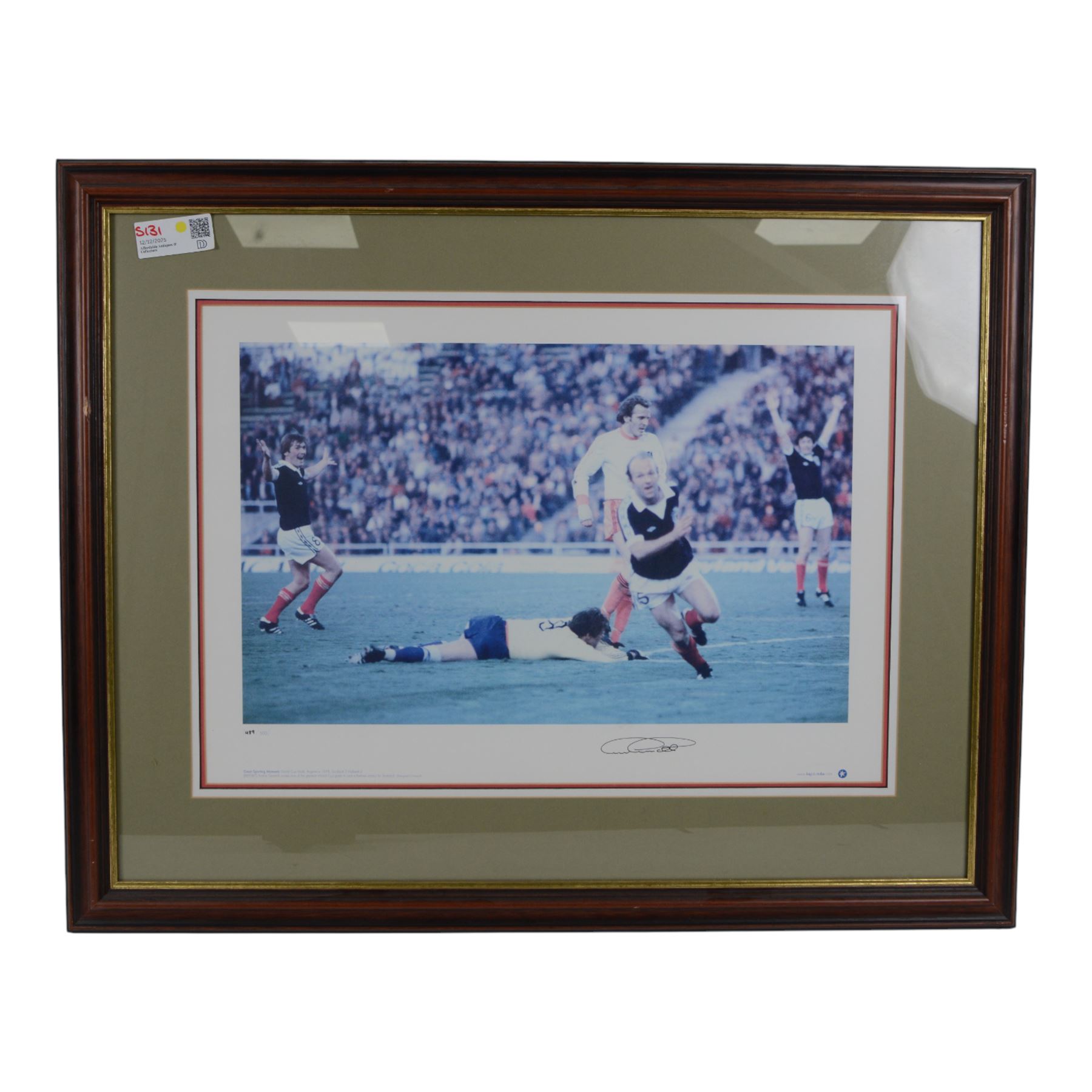 Two limited edition Brian Carney and Martin Johnson signed prints, together with a signed football print and a Ryder Cup print, all framed, frames H65 x W81cm