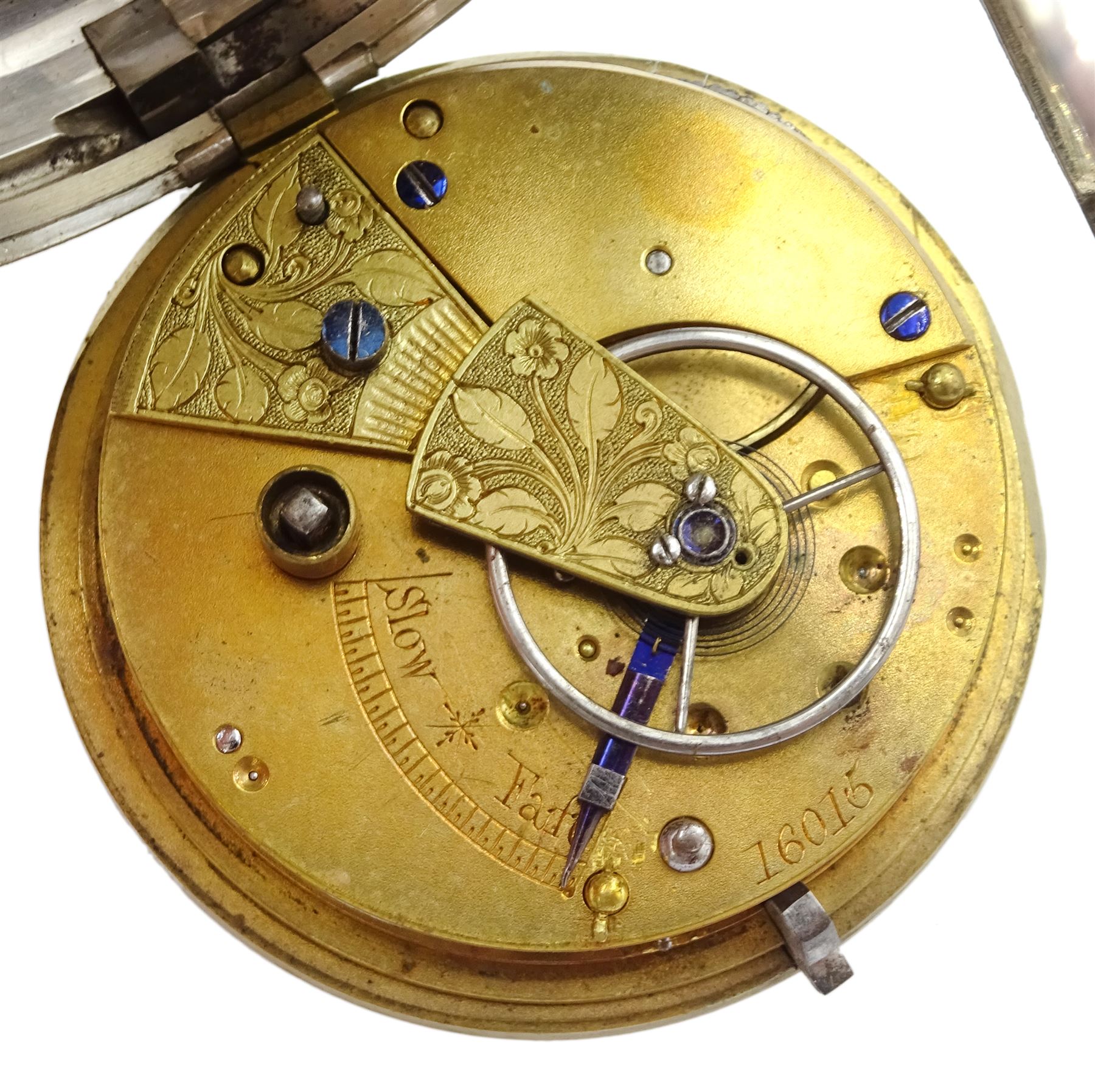 George III silver pair cased verge fusee pocket watch by W E Carter, Ripon, No. 2018, white enamel dial with Arabic numerals, pierced and engraved balance cock decorated with a mask, case by Thomas Gibbard, London 1802 and one other silver lever pocket watch, case by Robert John Pike, London 1874
