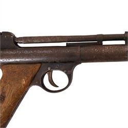 Webley Mark I .177 air pistol, the air chamber marked 'Webley Mark I Made in England, Webley & Scott Ltd Birmingham