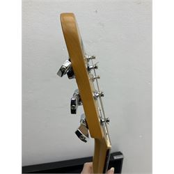 Gibson Marauder style six-string electric guitar with cherry coloured body, marked made in Japan L101cm; in locking hard carry case