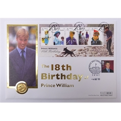  Queen Elizabeth II 1982 gold full sovereign, in 'HRH Prince William's 18th Birthday Gold Sovereign First Day Cover'  