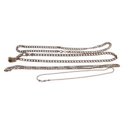 Silver chains and bracelets, including one with silver-gilt cubic zirconia boxing glove charm