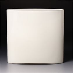 Alvar Aalto (Finnish 1898-1976) for Iittala: Set of three white glass vases, marked Alvar Aalto to base, largest H16cm (3)