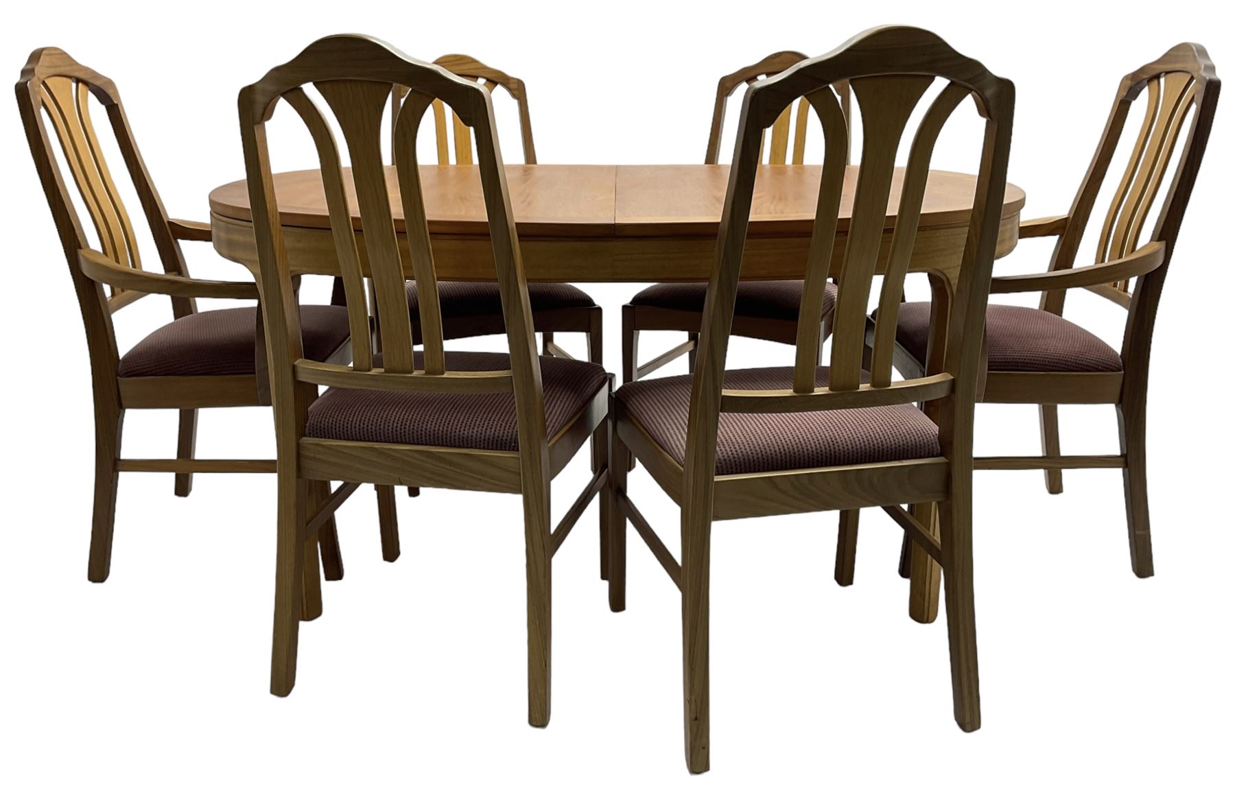 Nathan - teak oval extending dining table (99cm x 153cm - 205cm, H75cm ); and a set of six chairs
