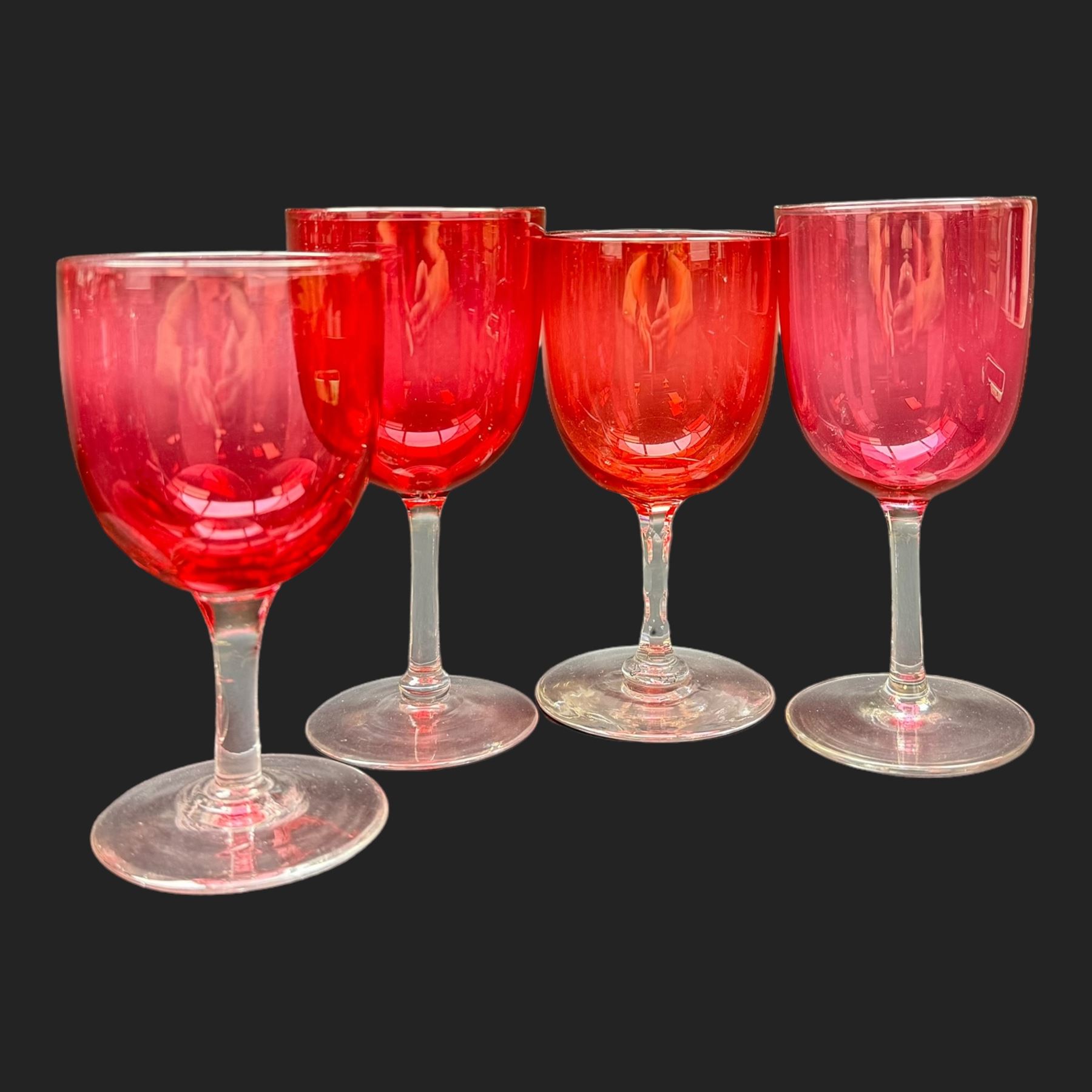 Jack in the Pulpit vase, with a Vaseline rim, together with a collection of cranberry glass, including enameled jars 