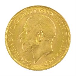 King George V 1924 gold full sovereign coin, Melbourne mint