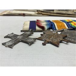 WW1/WW2 Military Cross group of five medals comprising M.C., 1914 Star with date clasp to 34156 Sjt. G. Ferguson R.F.A., British War Medal and Victory Medal with MID leaves to Major G. Ferguson, WW1 French Croix De Guerre with MID Star and WW2 Defence Medal; all with ribbons on pinned wearing bar; WW1 group of five miniature dress medals; two Royal West Kent cap badges; early 20th century silver cigarette case engraved with GF monogram and adapted as a photograph holder with image of Ferguson in civilian clothing; presentation Rotary 9ct gold cased wrist-watch with 1931 British Legion inscription verso; and archive of ephemera including 1914 MID certificate; WW2 Home Guard certificate; over twenty career spanning photographs of Regimental groups, portraits, Sandhurst etc; 1914 Commission document to 2nd Lieutenant; 11th Brigade R.F.A. Roll of Honour 1914-18; 'Soldier's Small Book'; Army Book 439 etc