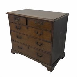 Georgian oak chest, fitted with two short and three long drawers