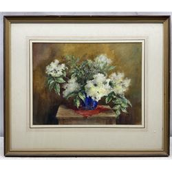 Victoria Louise French (British 20th Century): 'Elderflower in Vase', watercolour signed, titled and dated 1972 verso 28cm x 38cm; Judy Smith (British 20th Century): Poppies Blooming, watercolour signed 39cm x 29cm