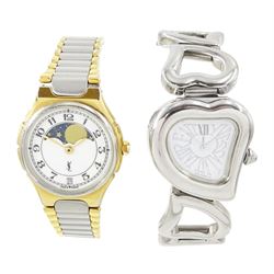 Two Yves Saint Laurent ladies stainless steel quartz wristwatches including 'Moon Phase' w...