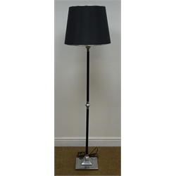  Chrome and black finish standard lamp and shade, H142cm (This item is PAT tested - 5 day warranty from date of sale)  