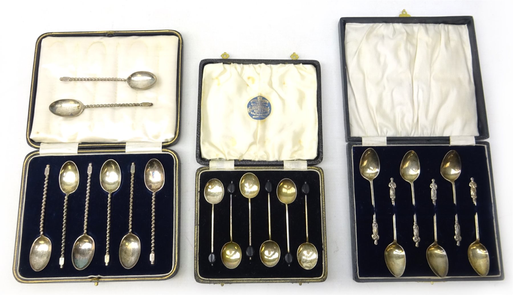 Eight silver teaspoons, twisted handle by Cooper Brothers & Sons Ltd