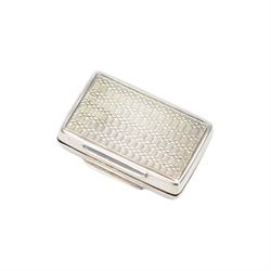 William IV silver vinaigrette, of rectangular form with engine turned decoration to hinged cover, opening to reveal gilt interior with engraved hinged compartment, hallmarked Francis Clark, Birmingham 1838, L3.5cm