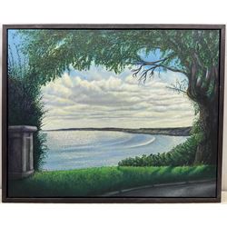Peter J Bailey (British 1951-): 'Mr Woodall's Garden' - Scarborough South Bay from the Town Hall, oil on canvas signed, titled verso 81cm x 101cm