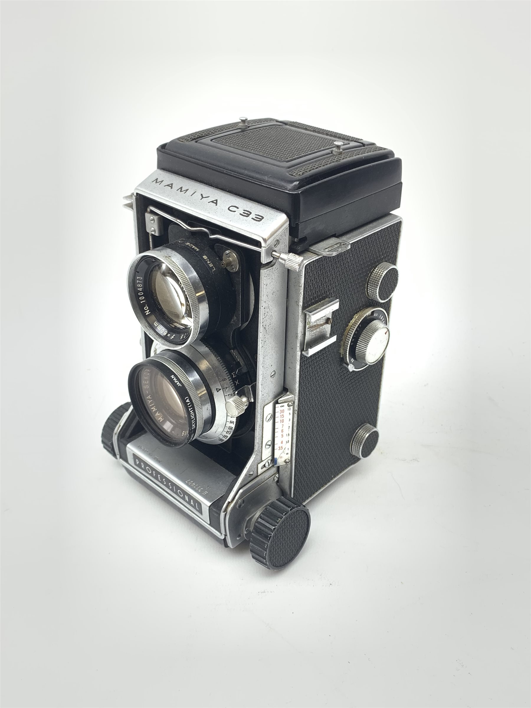A Mamiya C33 Professional twin lens camera. 