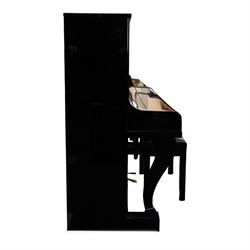 Bösendorfer model 130 upright piano, circa 1941, 88 ivory and ebonised keys within black high gloss polyester case, serial no. 26442