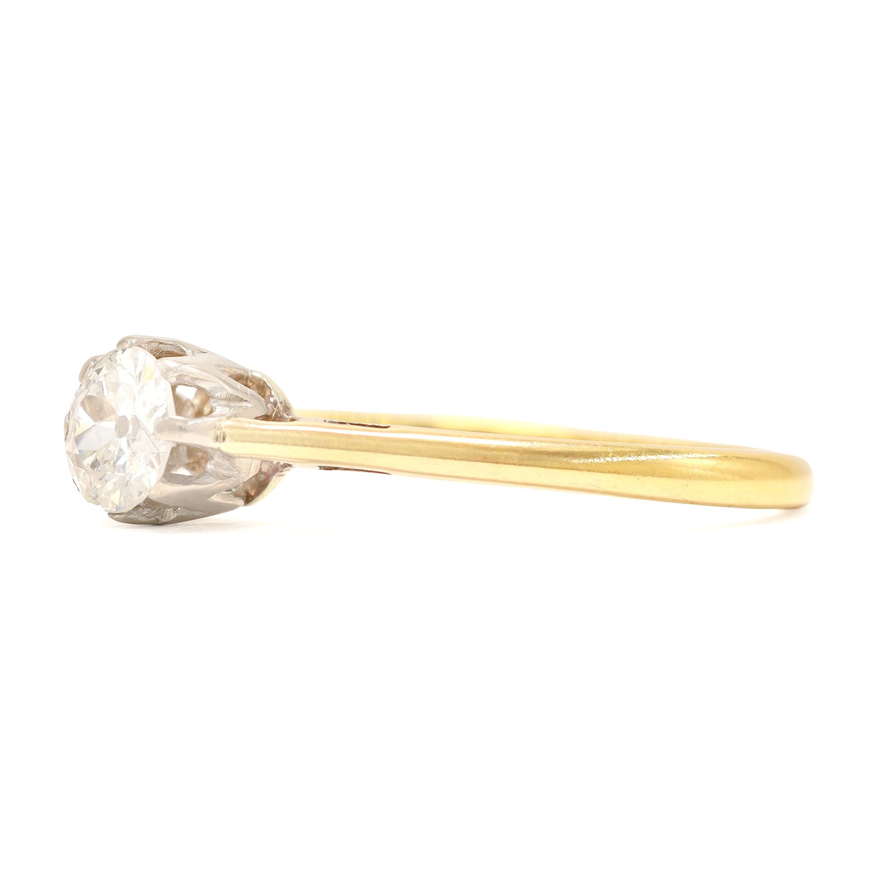 Early 20th century gold diamond ring, set with a single old cut diamond of approx 0.30 carat, stamped 18ct
