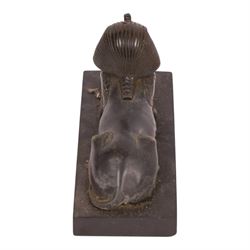 Egyptian Revival style bronzed sphinx sculpture, H11cm, L17cm