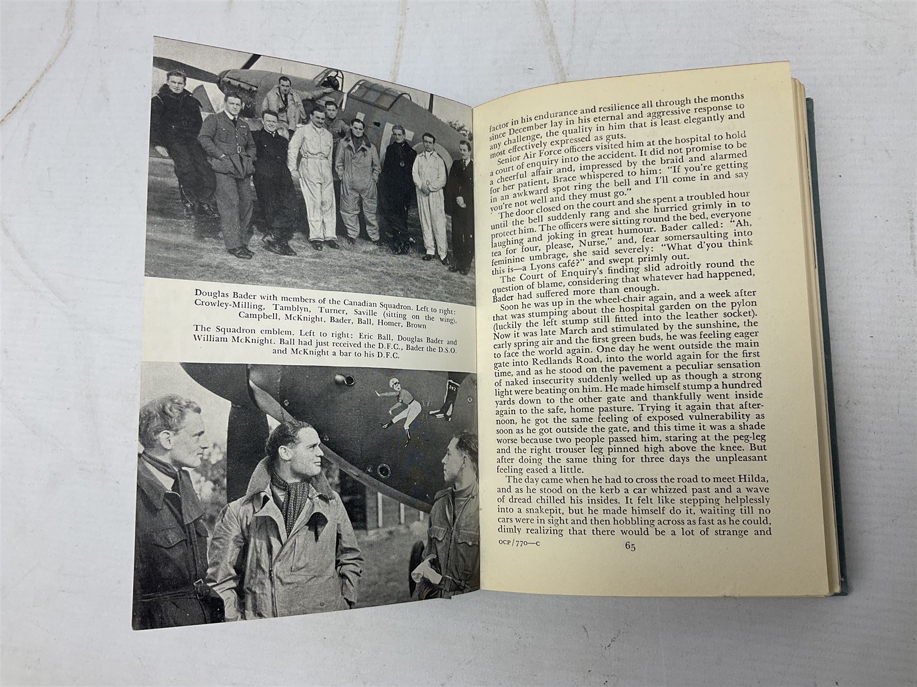 Douglas Bader signature - Reach For The Sky by Paul Brickhill. 1955 Companion Book Club Edition. Signed on the fep and dated 8/10/79.