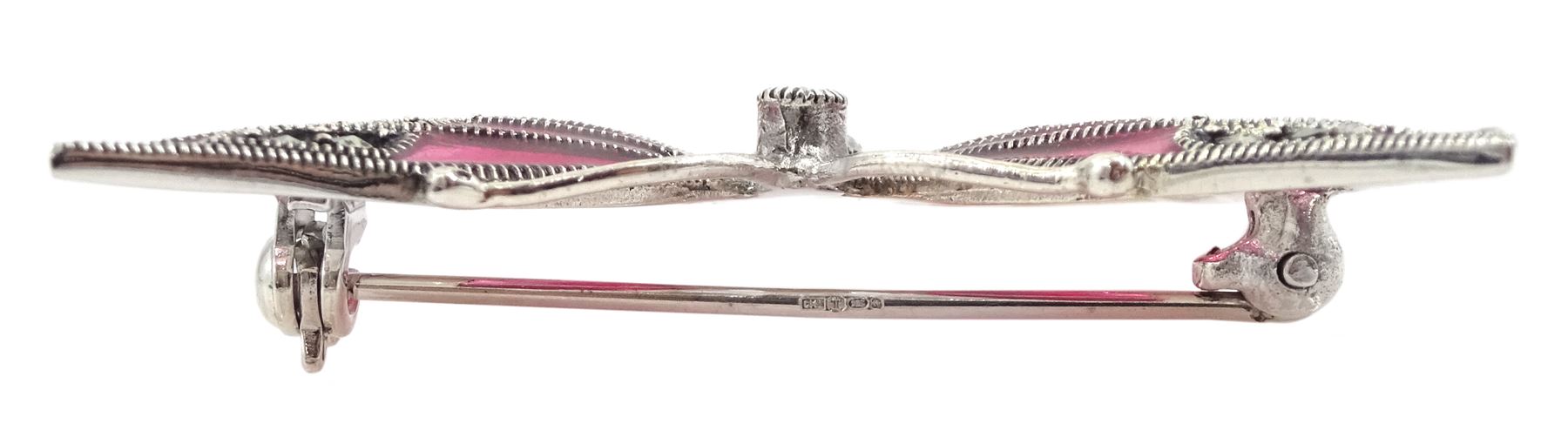 Silver plique-a-jour and marcasite butterfly brooch, stamped 925 