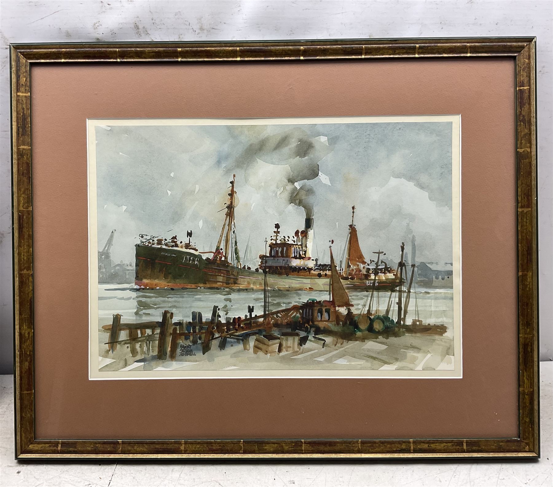 Harry Hudson Rodmell (British 1896-1984): 'A 1920's Trawler in need of Painting', watercolour signed, titled verso, 32cm x 46cm 