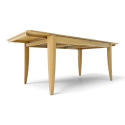 Ercol - 'Artisan' light oak extending dining table, rectangular top with canted corners, with stowable leaf extending the table to 193cm, shaped faceted supports
