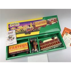 Corgi Showmans Range - twelve vehicles comprising 24801 Leyland Dodgem Truck & Caravan Set, 16501 Scammell Highwayman Ballast with Closed Pole Trailer & Caravan Set, 15901 Scammell Highwayman Generator with Closed Pole Trailer & Dodgem Trailer Set, 16502 Scammell Highwayman Ballast with Closed Pole Trailer & Caravan Set, 21701 AEC Closed Pole Truck with Closed Pole Trailer Set, 12601 Foden Closed Pole Truck Set, 27801 Atkinson Open Pole Truck Set, 09901 ERF Dodgem Truck & Box Trailer Set, 27602 Atkinson 8 Wheel Rigid Truck & Trailer with Loads Set, 24401 Leyland 8 Wheel Rigid Truck Set, 16101 Scammell Highwayman Crane Set and 06601 Morris 1000 Advanced Publicity Van Set; all virtually mint and boxed with certificates and paperwork (12)