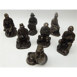  Seven Menton Manor bronzed figures, mostly from the Country Characters collection incl. Otter group, Policeman, Gamekeeper and others (7)  