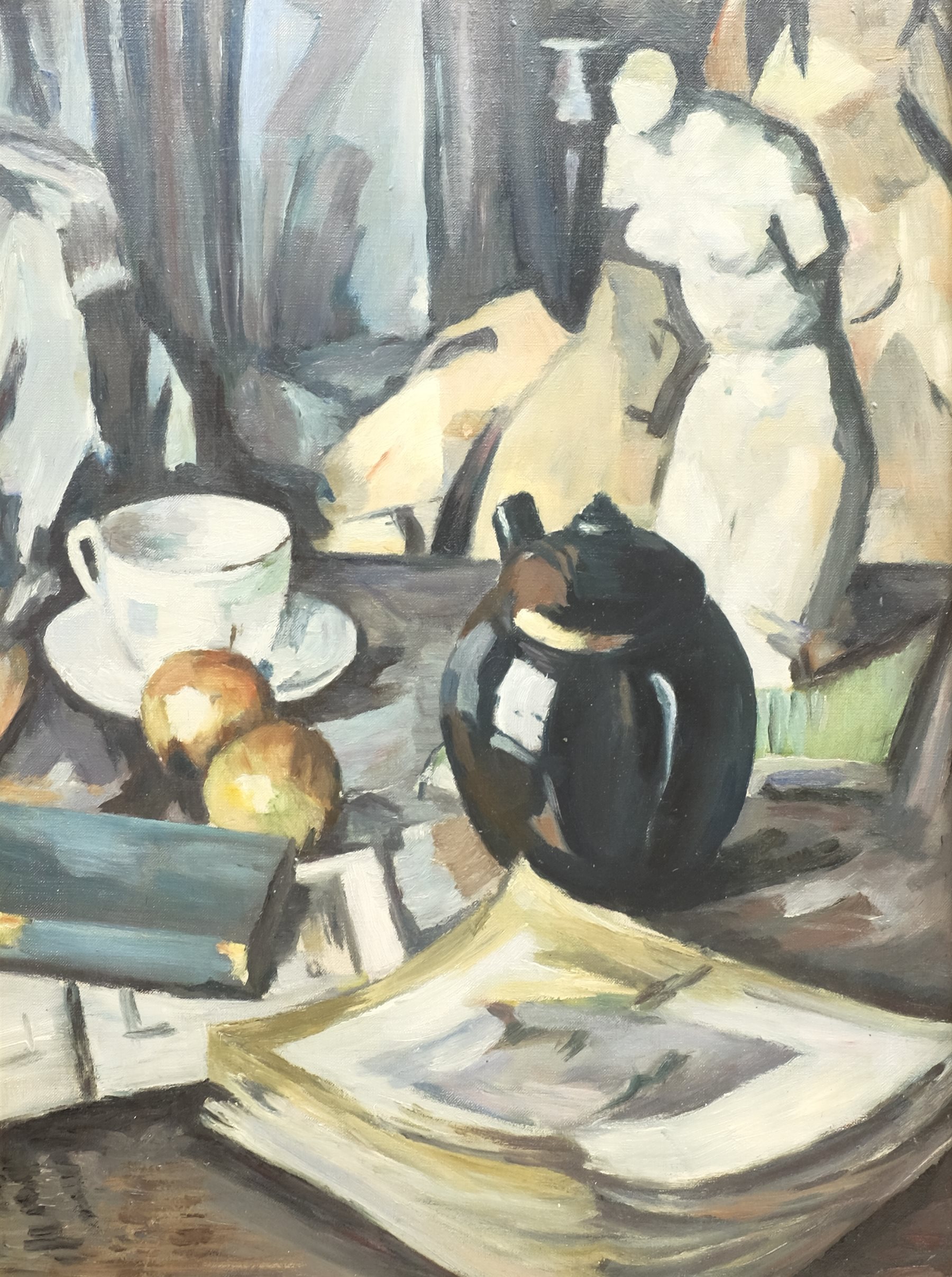 After Samuel John Peploe (Scottish 1871-1935): Still Life with Teapot, oil on canvas unsigned 59cm x 43cm