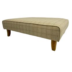 Large footstool, upholstered in tweed fabric