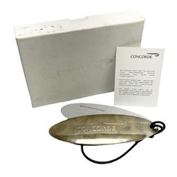 Concorde British Airways hallmarked silver luggage tag, stamped Birmingham 1998, with box