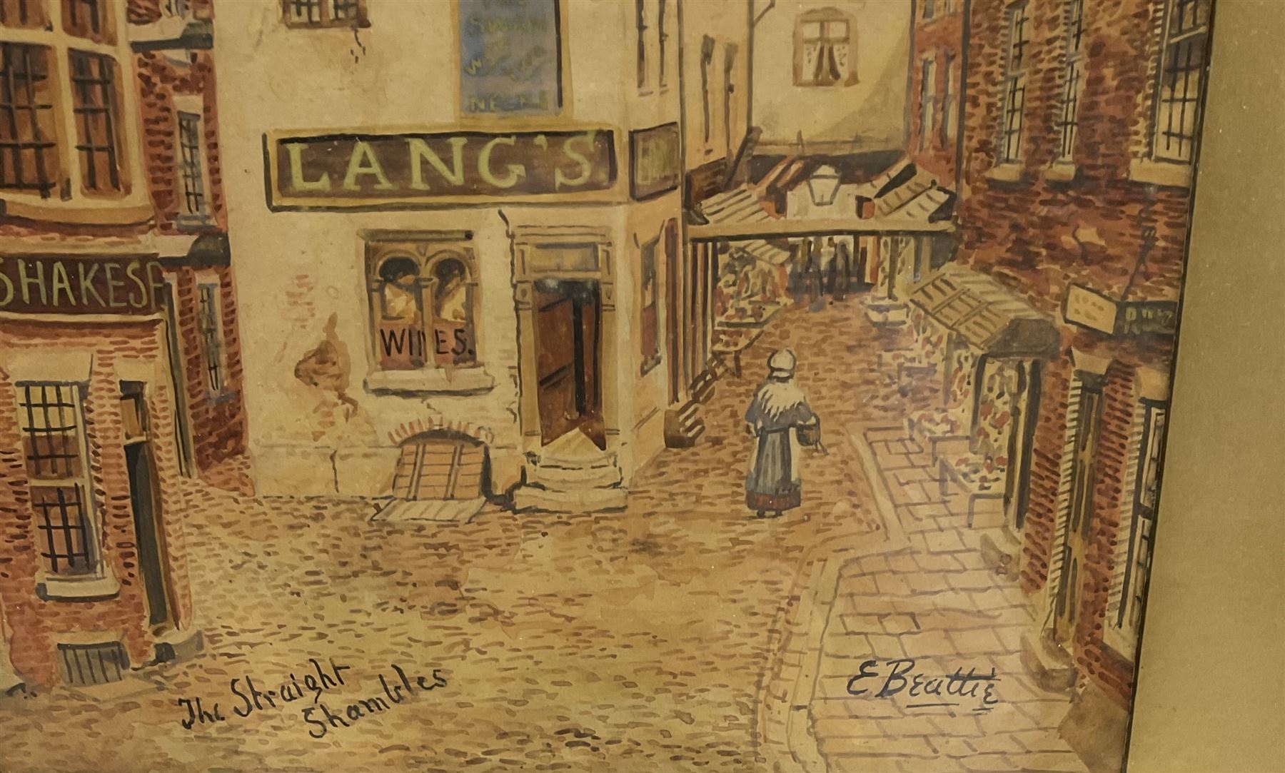 Edwin Robert Beattie (British 1845-1917): 'The Straight Shambles' Preston, watercolour signed 33cm x 24cm