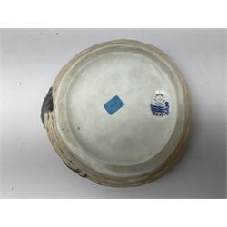 Pair of Royal Copenhagen bowls modelled as baskets and mounted with lobsters, model no 3498 and 3277, with painted and printed marks beneath, largest D19cm