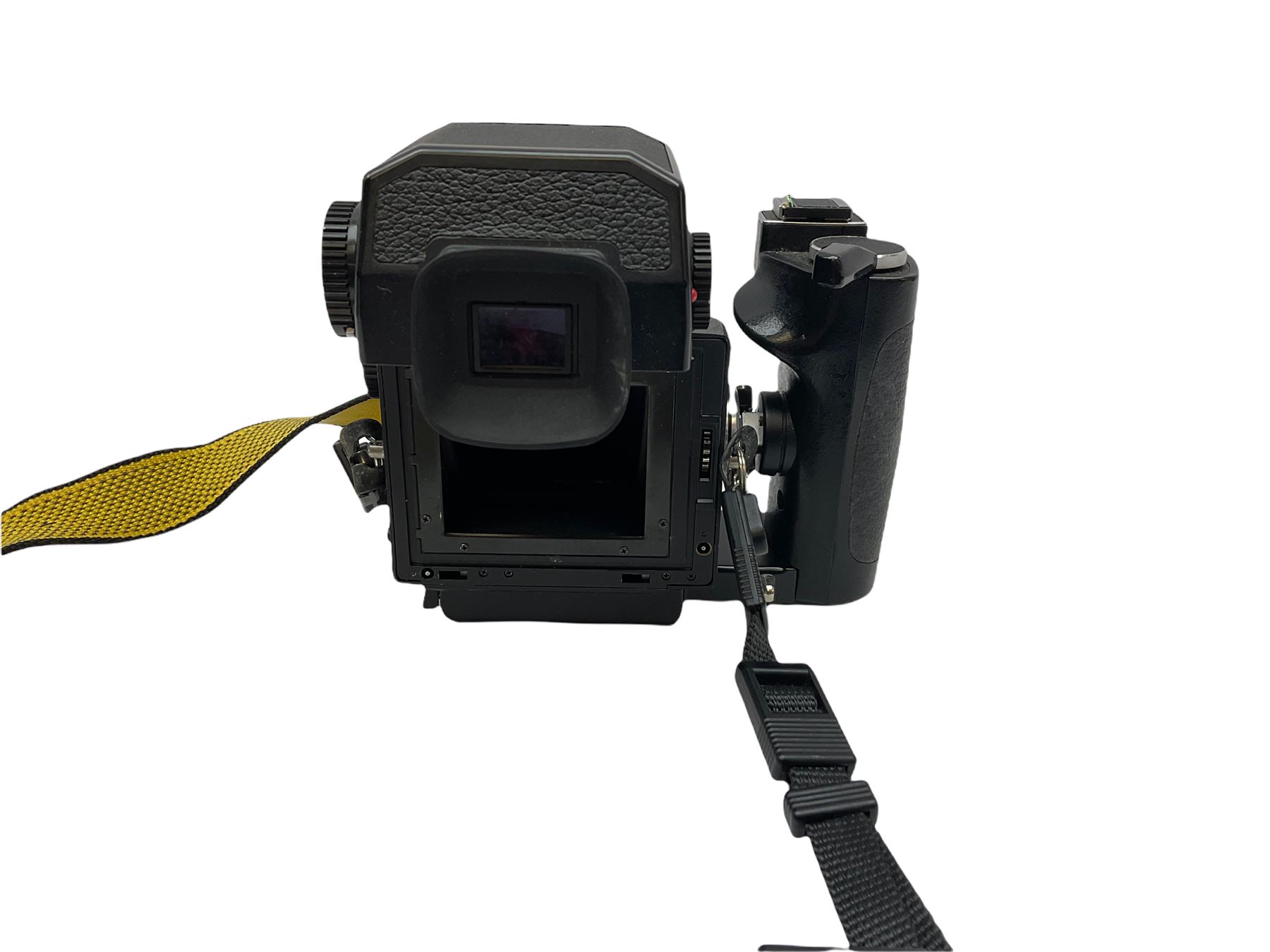 Zenza Bronica ETRS medium format camera body, AE Finder-E Model II, Zenza Bronica Zenzanon MC '1:4 f-40mm' lens, Zenza Bronica Zenzanon MC '1:4.5 f-200mm' lens,  Zenza Bronica Zenzanon MC '1:2.8 f-75mm' lens, and two film backs